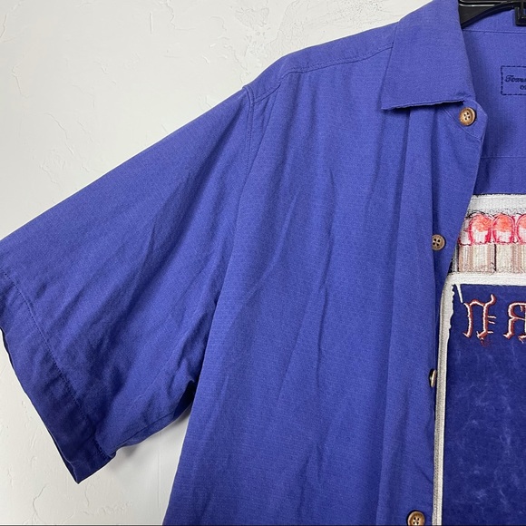Tommy Bahama Shirt Button Down Front Hawaiian Graphic Logo Solid Purple Island - Picture 3 of 7